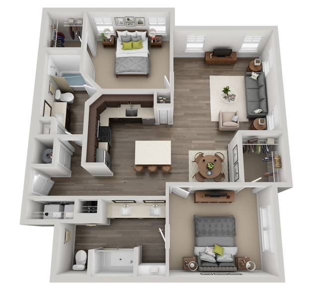 A 3D rendering of the B3 floor plan